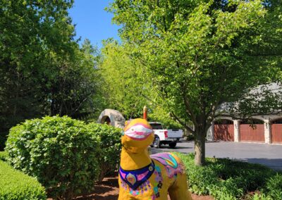 statue in Franklin landscaping project