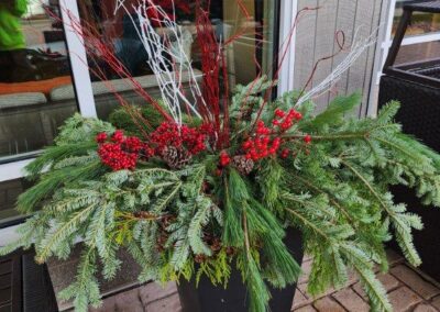 potted flowers as part of commercial landscape design project